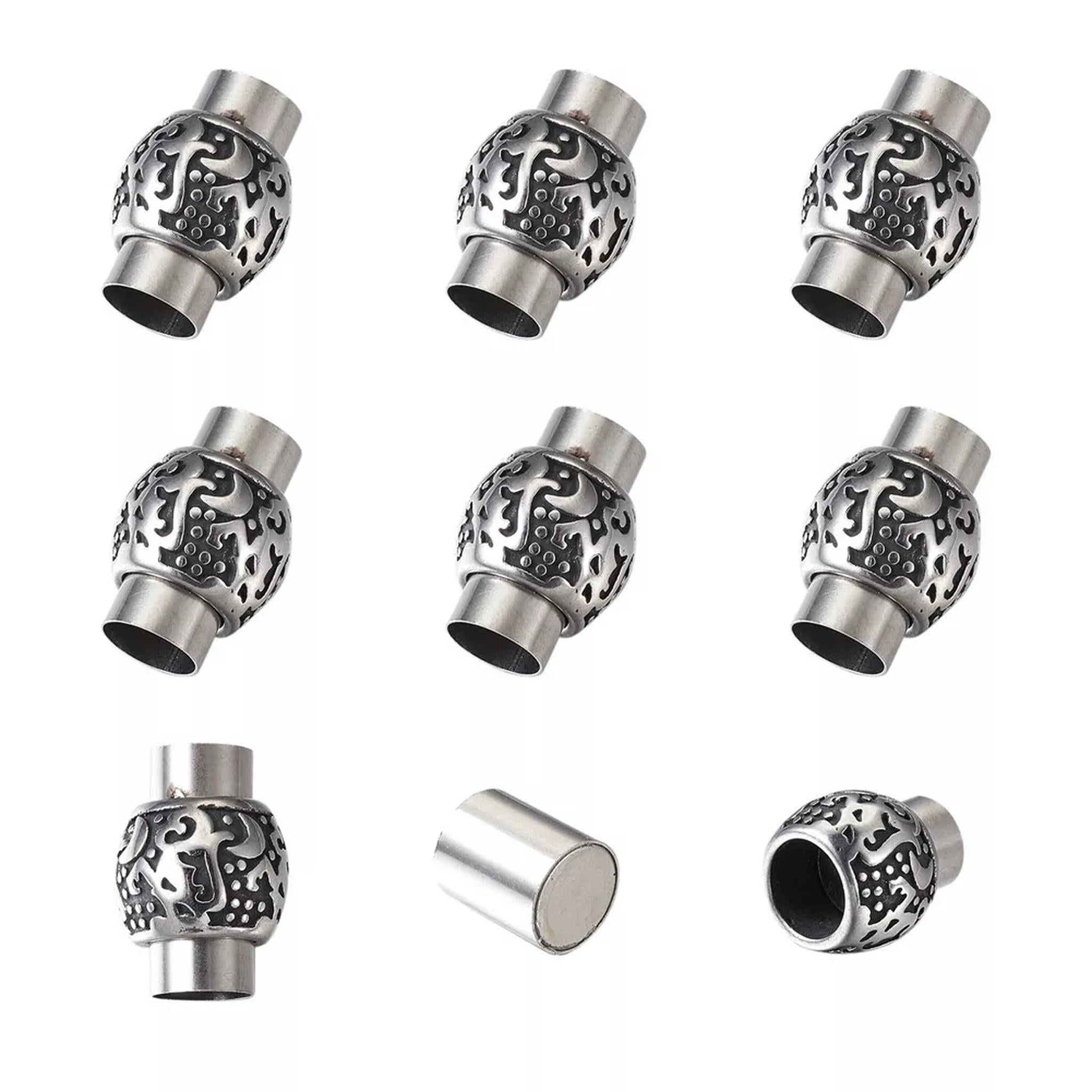 U8MO 10 Set Antique Silver 304 Stainless Steel Column Magnetic Closure ...