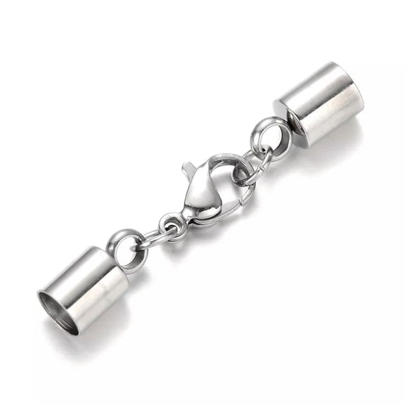 U8MO 10 Sets 304 Stainless Steel Lobster Claw Clasps with 5mm Cord End Column 38mm