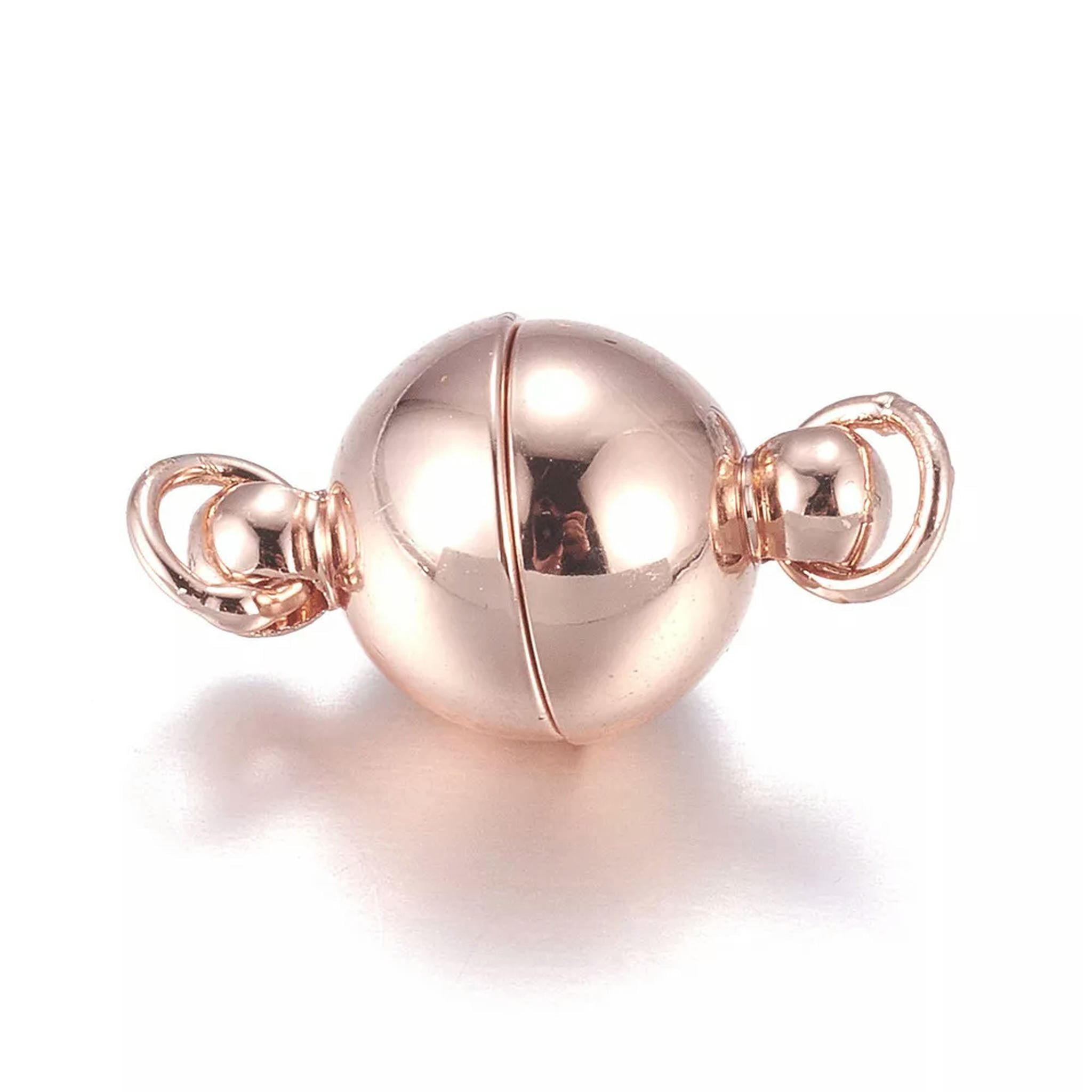 U8MO 10 Sets Unfading Brass Magnetic Clasps Round Smooth Closure Rose Gold 13.5x8mm