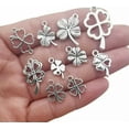 thumbnail image 1 of U8MO 10 Shamrock Charms Clover Charms Assorted Charms 4 Leaf Clover Charms Good Luck, 1 of 1