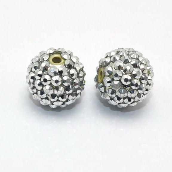 U8MO 10 Silver Acrylic Rhinestone Pave DISCO Ball Beads 18mm DIY Earring Bracelet