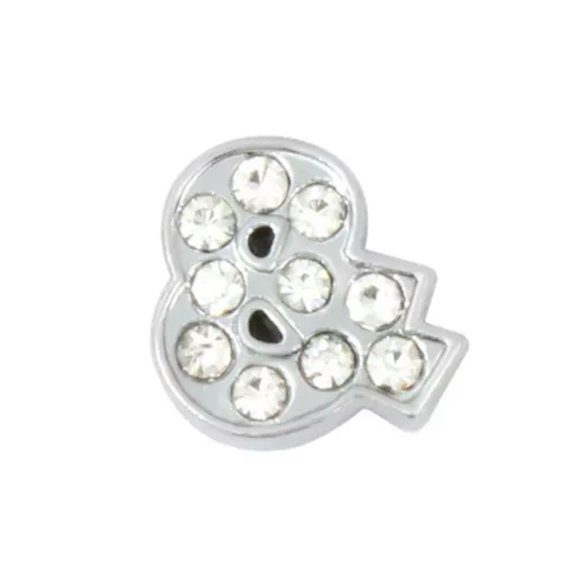 U8MO 10 Silver Tone Alloy Rhinestone Slide Beads Charm Fit 8mm Watch Bands Wristband​-AND Symbol "&"