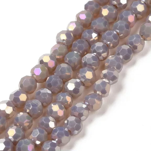 U8MO 10 Strands Faceted Round Full Rainbow Plated Electroplate Glass Beads 4mm 14.9"-Rosy Brown
