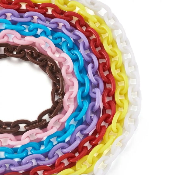 U8MO 10 Strd 14.96"~15.35" Oval ABS Plastic Cable Chains Cable Chain Link for Glasses