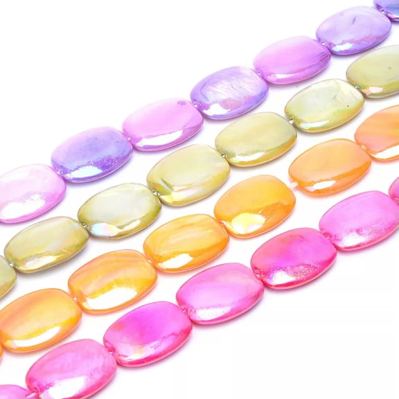 U8MO 10 Strd AB-Color Freshwater Shell Beads Rectangle Smooth Loose Spacer 19.5x15mm