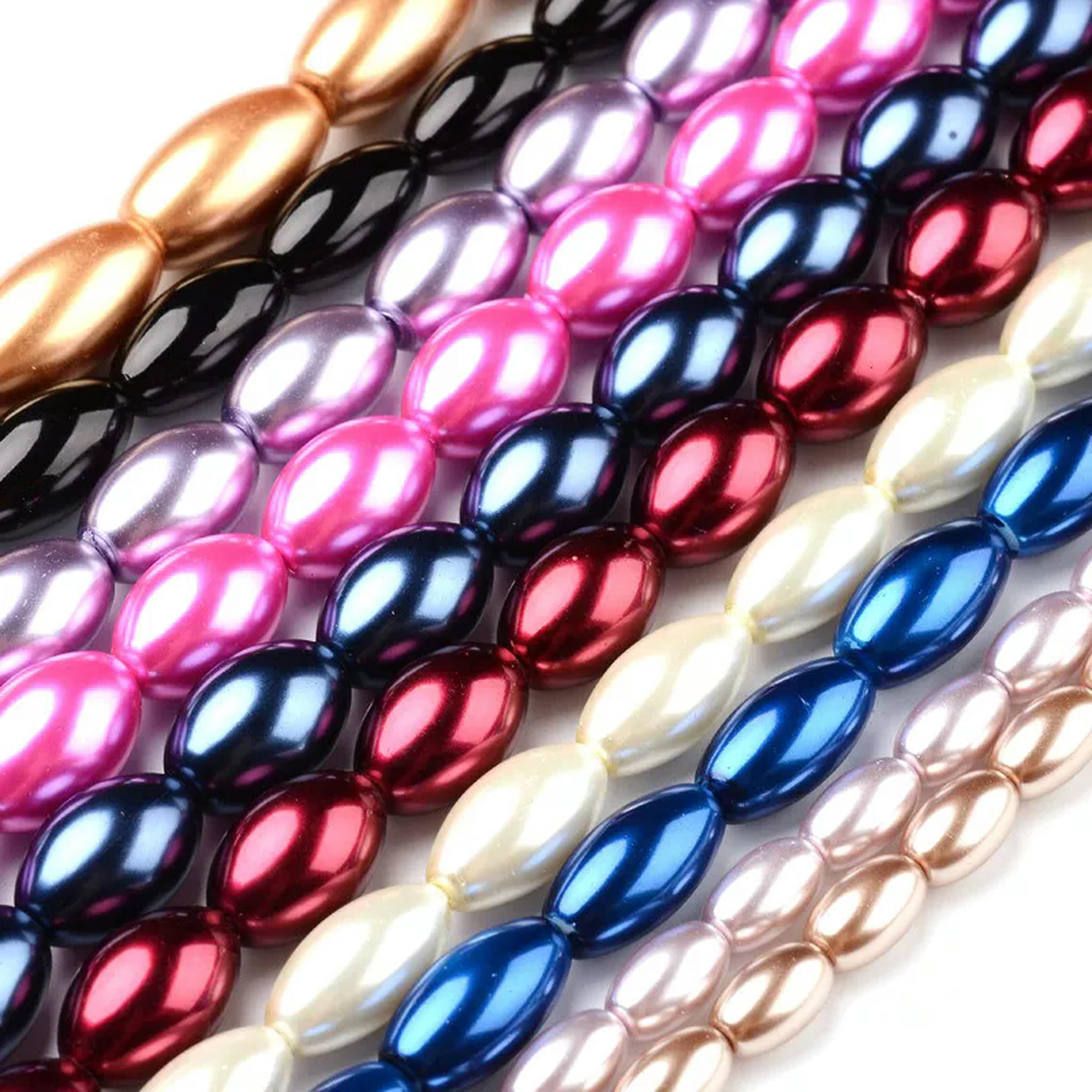 U8MO 10 Strd Glass Pearl Rice Beads Mini Smooth Loose Spacer Beads Crafting 10~19mm