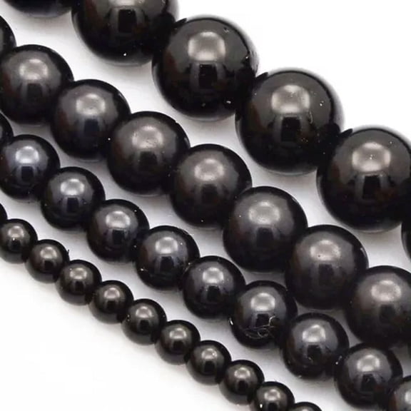 U8MO 10 Strd Glass Pearl Round Beads Mini Smooth Loose Spacer Beading Crafting 4~12mm-Black