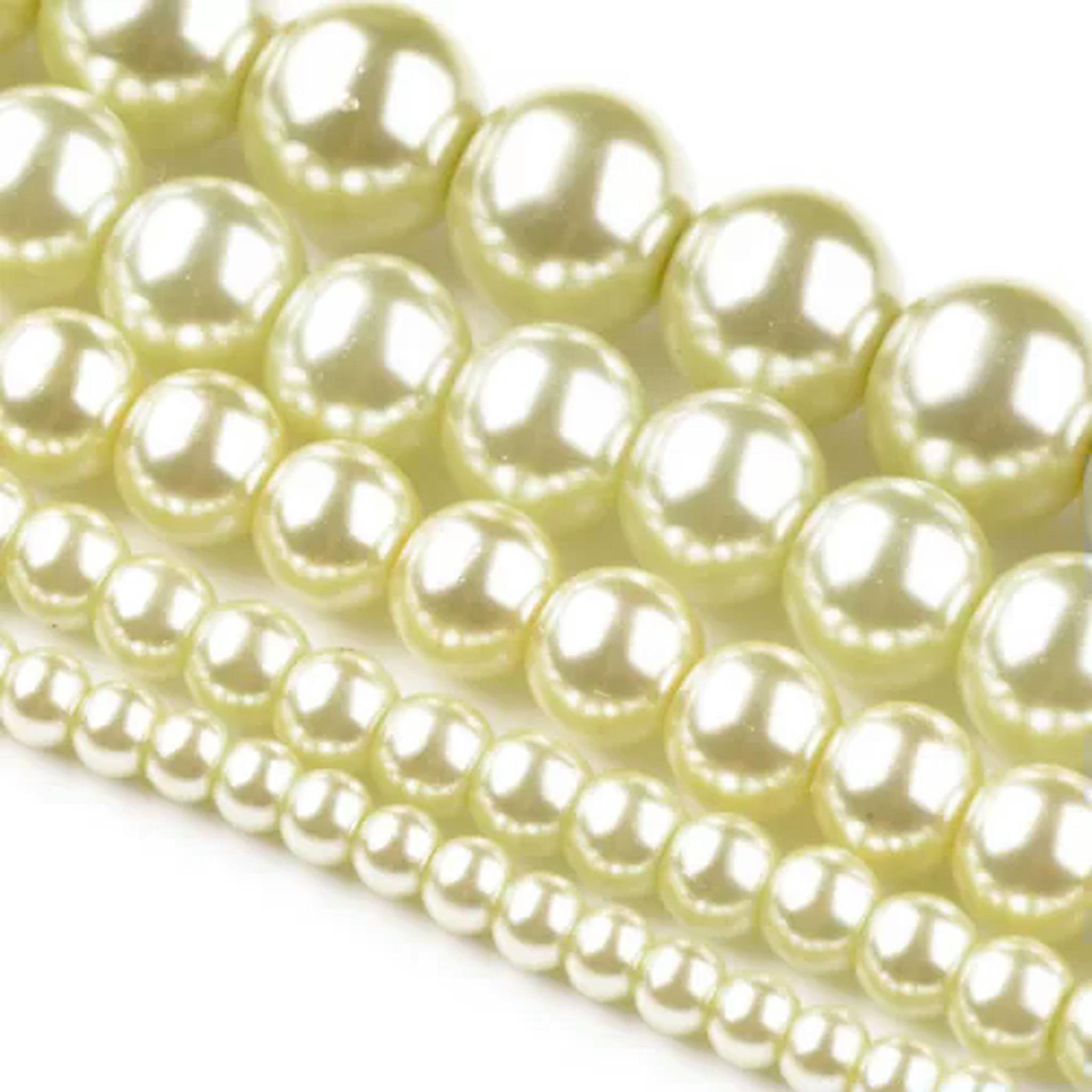 U8MO 10 Strd Glass Pearl Round Beads Mini Smooth Loose Spacer Beading Crafting 4~12mm-Honeydew