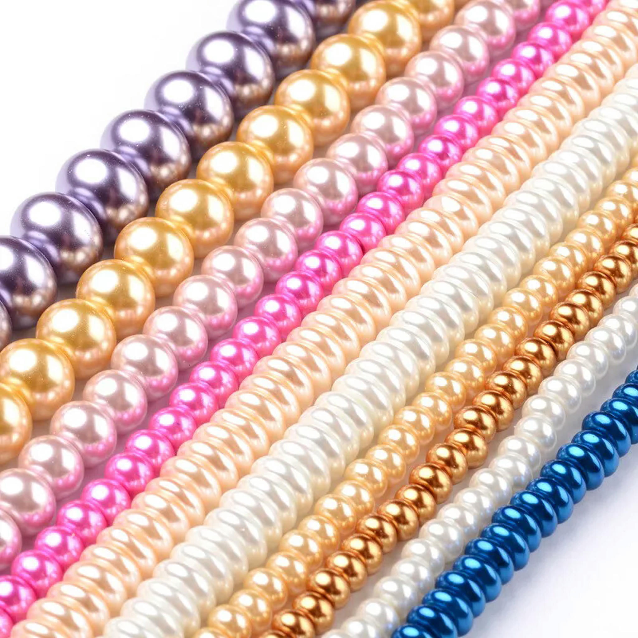 U8MO 10 Strd Rondelle Glass Pearl Beads Round Loose Spacer Decoration Jewelry 5~12mm