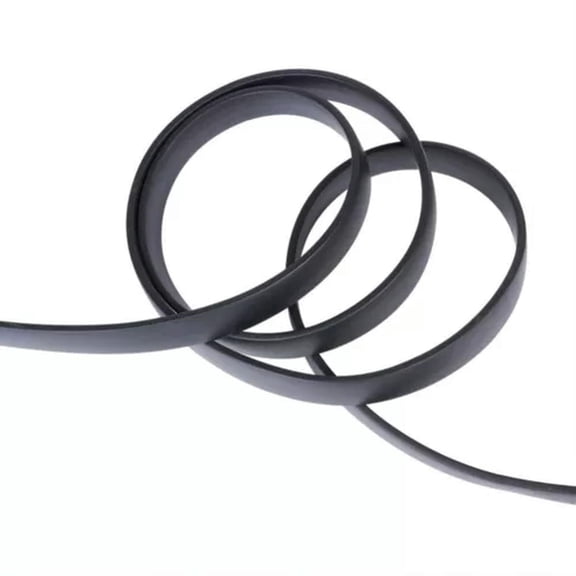 U8MO 10 Strds Flat Synthetic Rubber Cords Solid No Hole Black Smooth Strings 6mm/10mm-6mm, 1.1yds/Strd