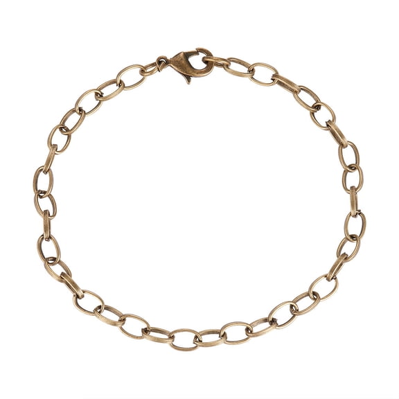 U8MO 10 Strds Iron Oval Link Chain Bracelets Lobster Clasp Friendship Jewelry 205mm-Antique Bronze