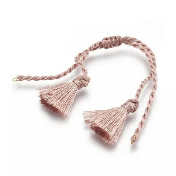 U8MO 10 Strds Twisted Polyester Cord Bracelet Blanks w/ Tassel End & Loop 11"~12.6"-Lavender Blush