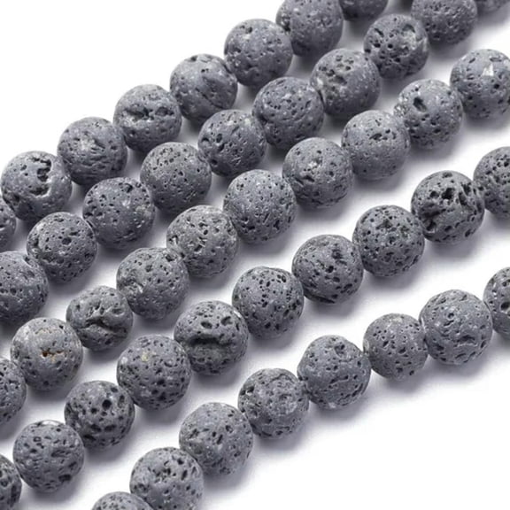 U8MO 10 Strds Unwaxed Natural Volcanic Lava Stone Beads Bumpy Gray Loose Beads 4~12mm-4mm, 98pcs/strd