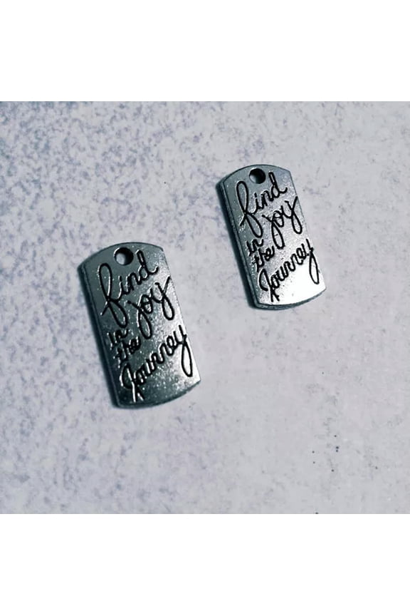 10 Word Charms Quote Charms Find Joy in The Journey Silver Inspirational Pendant