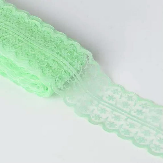 U8MO 10 Yards 45mm Sewing Embroidered Fabric Bilateral Lace Ribbon Trim lot DIY-Light Green-10 yard