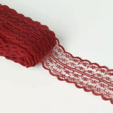 U8MO 10 Yards 45mm Sewing Embroidered Fabric Bilateral Lace Ribbon Trim lot DIY-Wine Red-10 yard