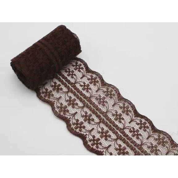 U8MO 10 Yards Bilateral Handicrafts Embroidered Lace Trim Ribbon Various Color Craft-Brown