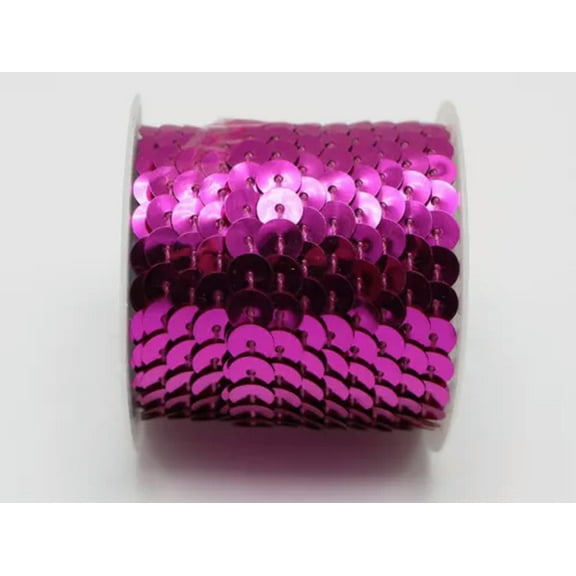 U8MO 10 Yards Roll 6mm Flat Sequin Sew On Trim Strip Trim Lace Craft Costume Sewing-Hot Pink