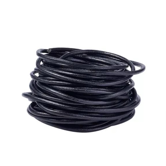 U8MO 10 m Genuine Cowhide Leather Cords Round Wrapping Beading Threads String 4mm DIA-Black