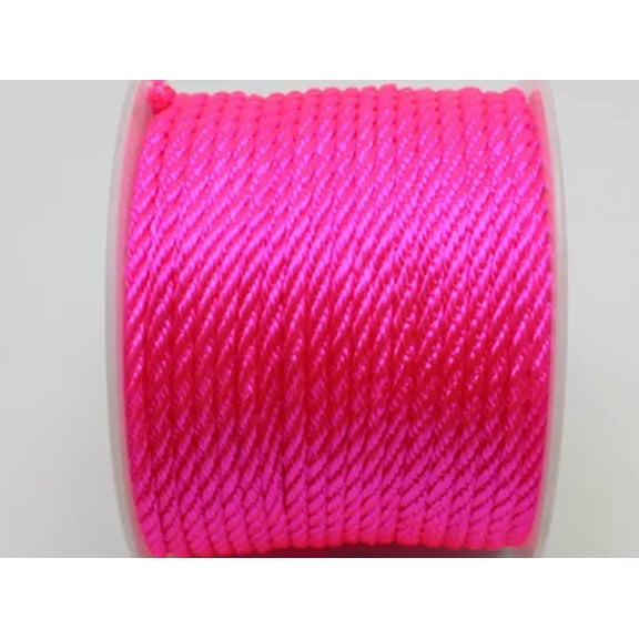 U8MO 10 meter 2mm Nylon String Chinese Satin Silk Braided Cord Love Binding Rope-Bright Pink