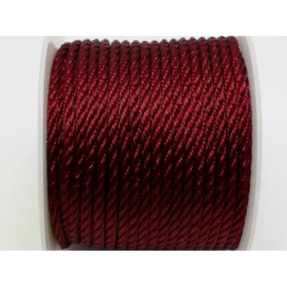 U8MO 10 meter 2mm Nylon String Chinese Satin Silk Braided Cord Love Binding Rope-Red Wine