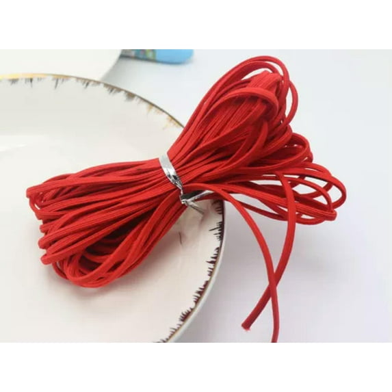 U8MO 10 meter Elastic Cord Stretch Thread String Flat 3mm For Sewing Hair Band Craft-10# Red