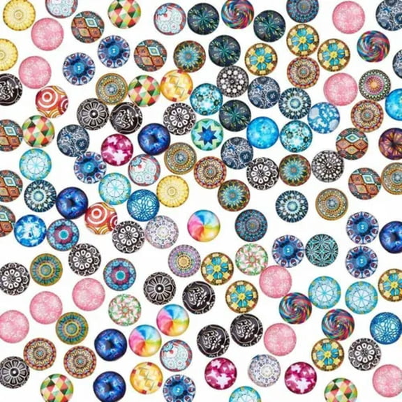 U8MO 100/200 Mosaic Printed Glass Dome Flatback Cabochons For Pendants Jewelry Making-10mm, 200pcs