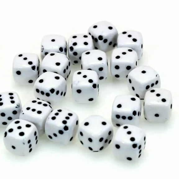 U8MO 100 Acrylic Cube Dice Beads 8X8mm Diagonal Hole Funny Jewelry Various Style-White Colour with Black