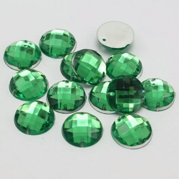 U8MO 100 Blue Flatback Acrylic Rhinestone Round Sewing Button 14mm Sew on beads