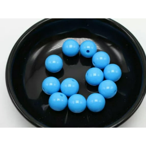 U8MO 100 Bubblegum Color Acrylic Round Beads 12mm(1/2") Smooth Ball Color for Choice-Sky Blue