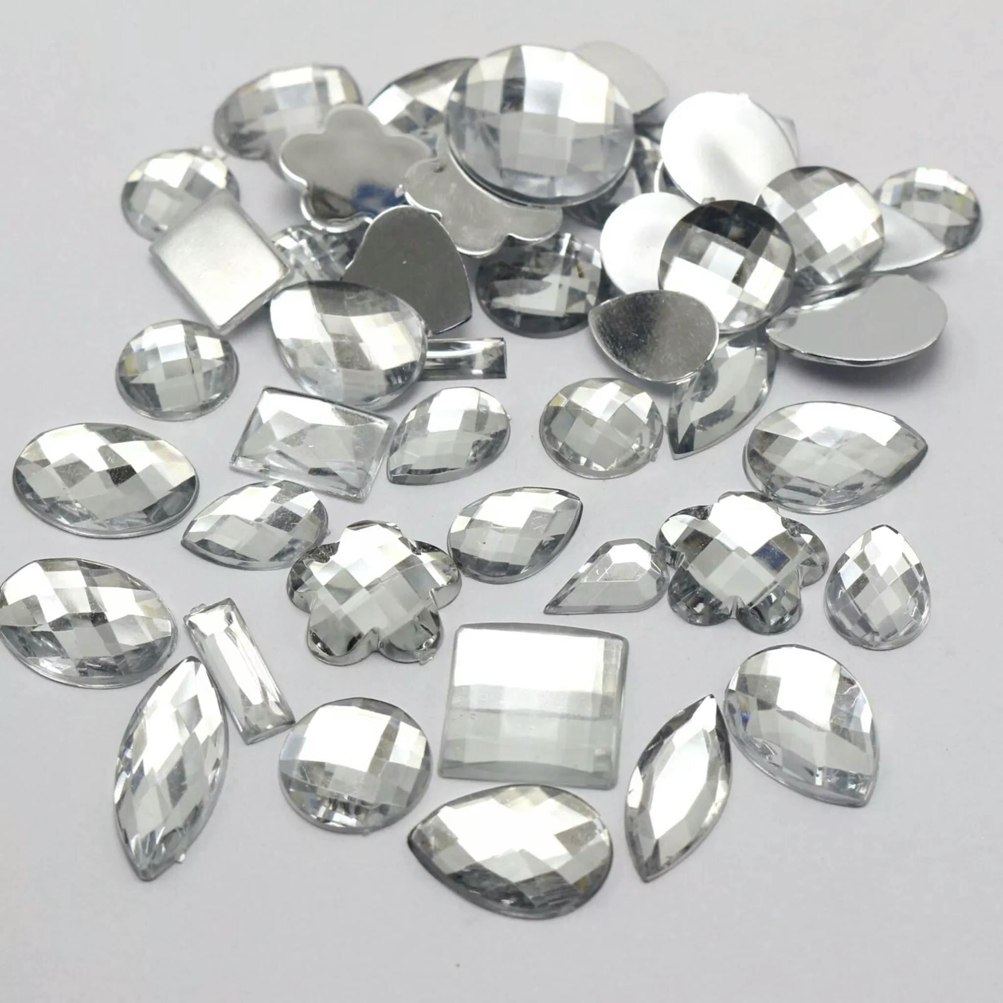 U8MO 100 Clear Color Assorted Shape Flatback Acrylic Rhinestone ...