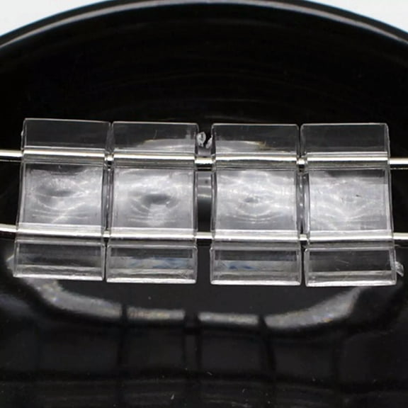 U8MO 100 Clear Transparent Acrylic Square 2-Hole Beads 18X9mm 2-Row Craft
