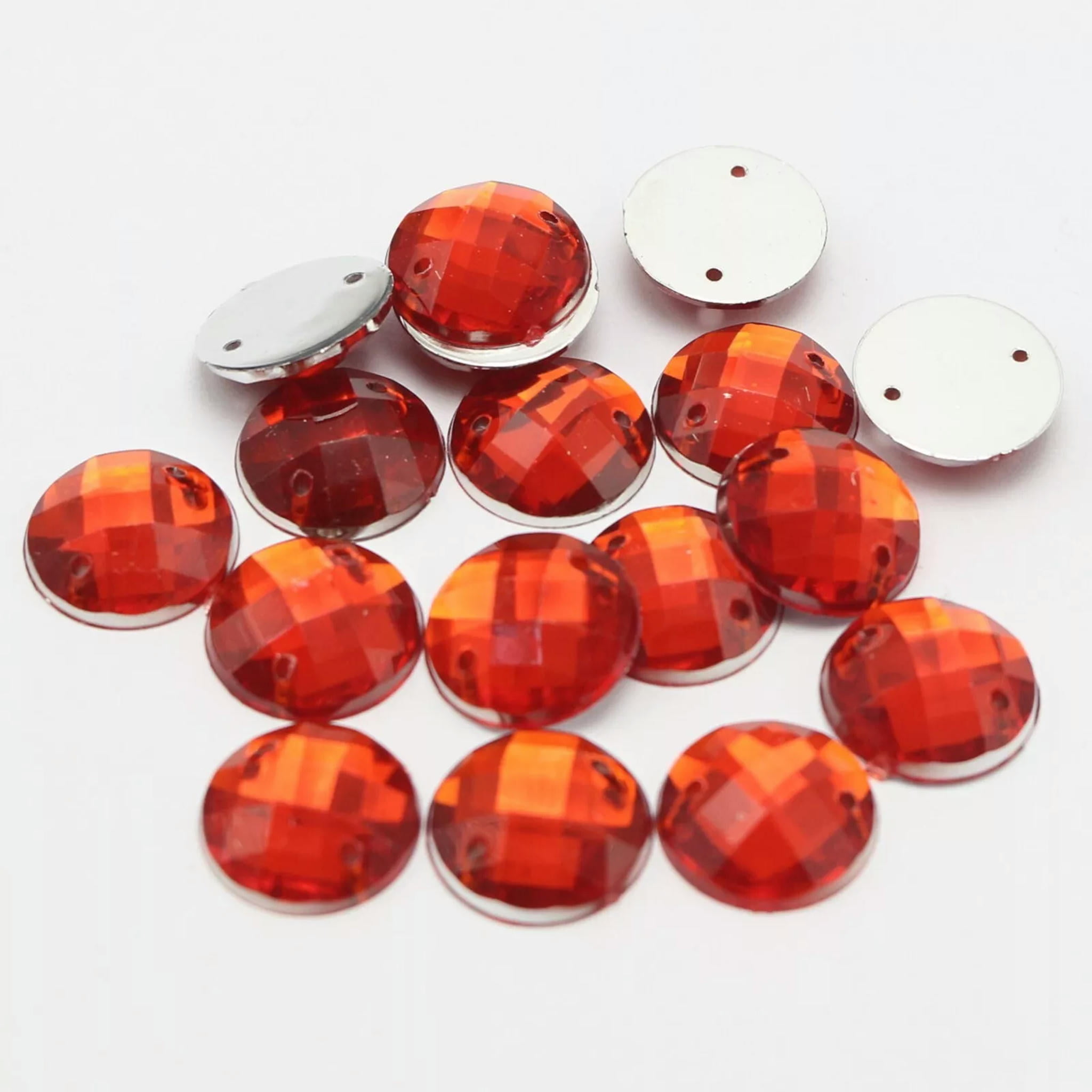 U8MO 100 Flatback Acrylic Sewing Rhinestone Round Button Gems 14mm Sew ...