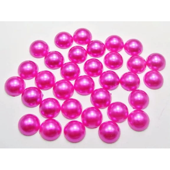 U8MO 100 Flatback Half Pearl Bead 12mm(1/2") FlatBack Cabachon Scrapbook Color Choice-Hot Pink