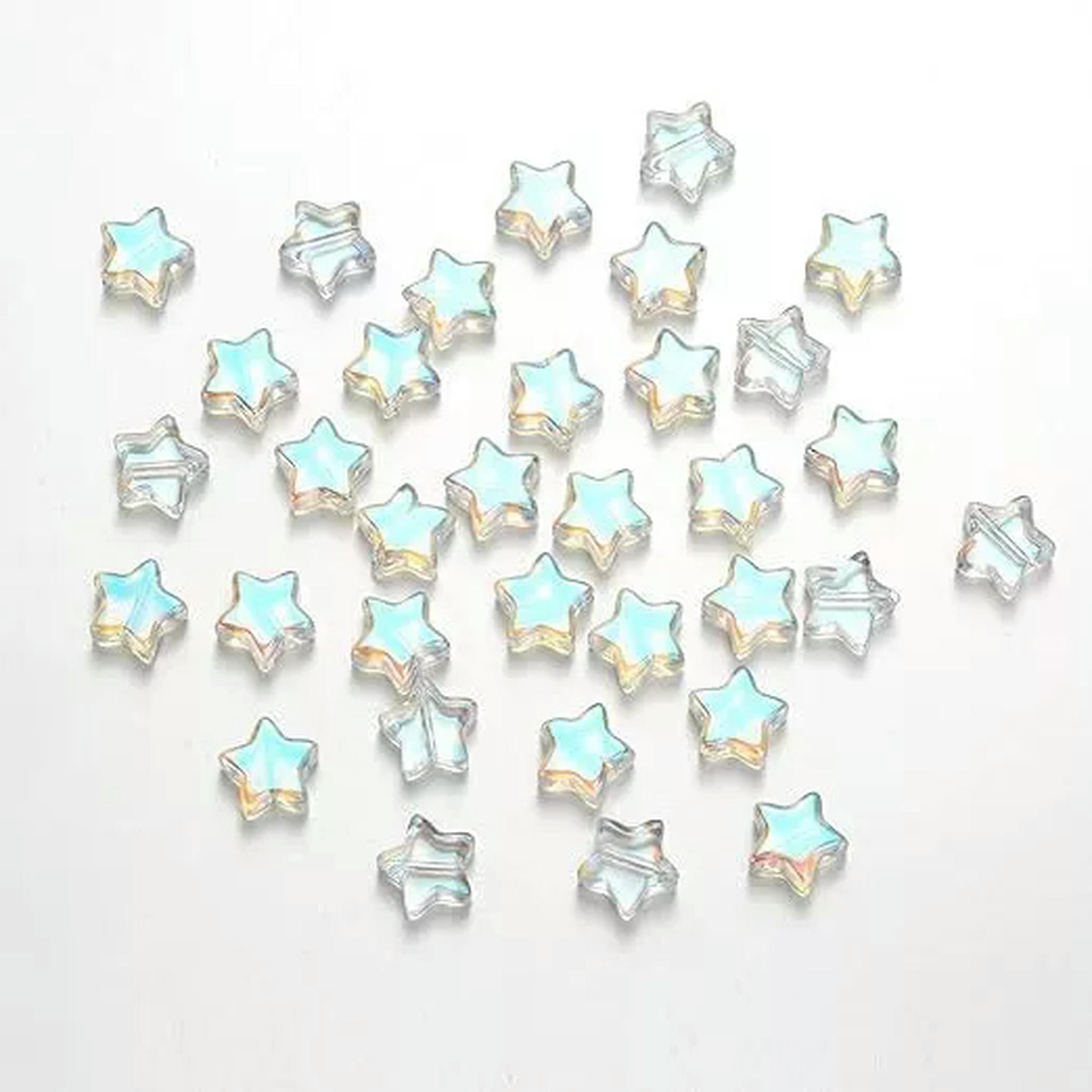 U8MO 100 Glass Star Beads Clear Celestial Jewelry Supplies 10mm BULK