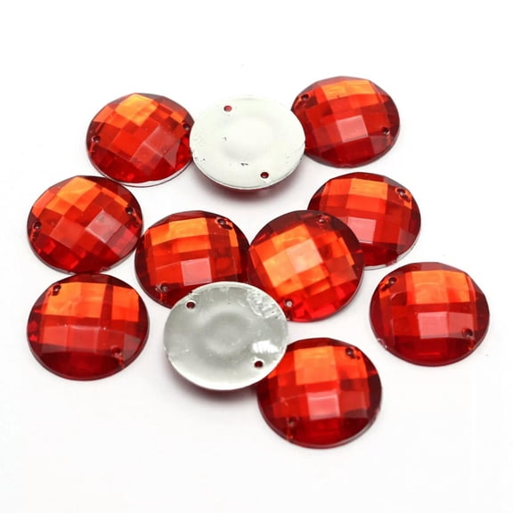 U8MO 100 Gold Flatback Acrylic Faceted Round Rhinestone Button 16mm Sew on bead High