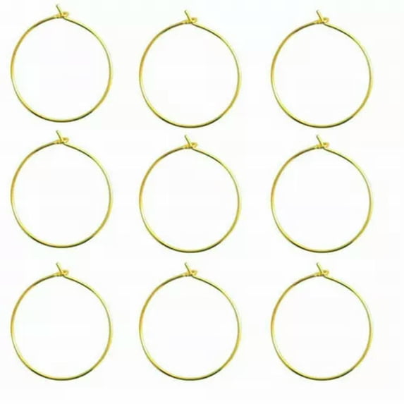 U8MO 500 Golden Wine Glass Charm Rings ~ Round Earring Hoops 20mm-35mm Wholesales-25mm