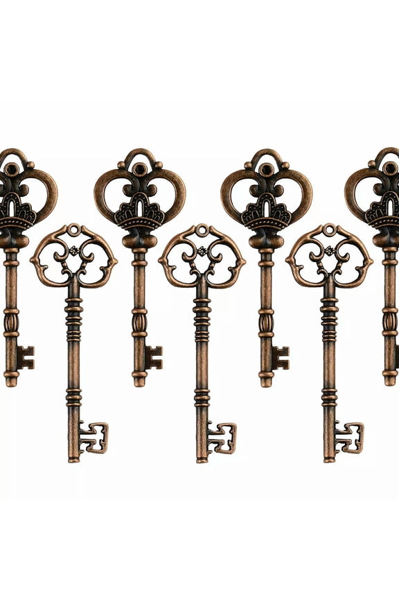 100 Large Key Pendants Copper Skeleton Keys Santa Keys Christmas 3 Inch Big