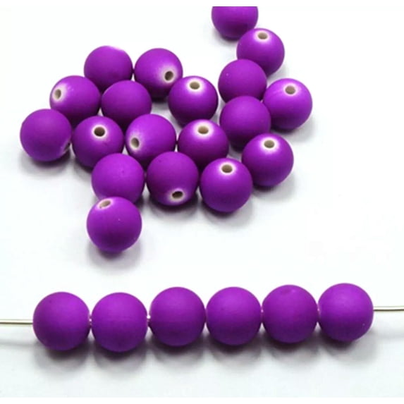 U8MO 100 Matte Neon Purple Color Acrylic Round Beads 10mm(3/8") Rubber Tone