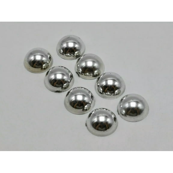 U8MO 100 Metallic Silver Flatback Round Half Pearl Cabochons 12mm Scrapbook Craft