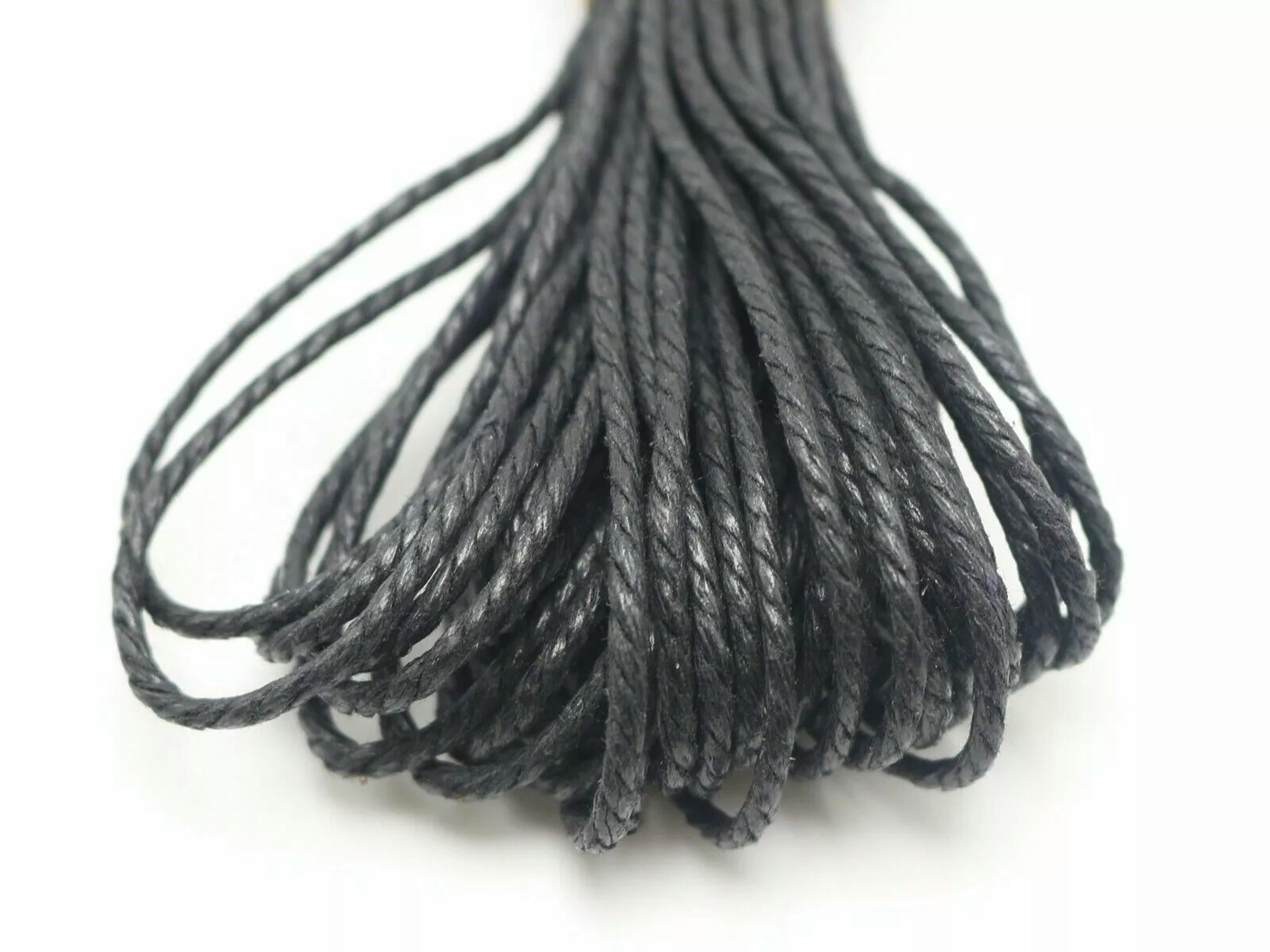 U8MO 100 Meters Black Waxed Twisted Cotton Cord Thread Line 2mm Macrame Rope String