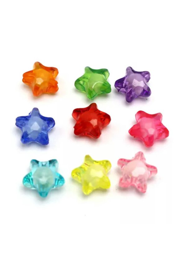 Mixed Color Acrylic Faceted Charm Beads "Bead in Bead" Pick Your Shape-100Pcs Star 12mm