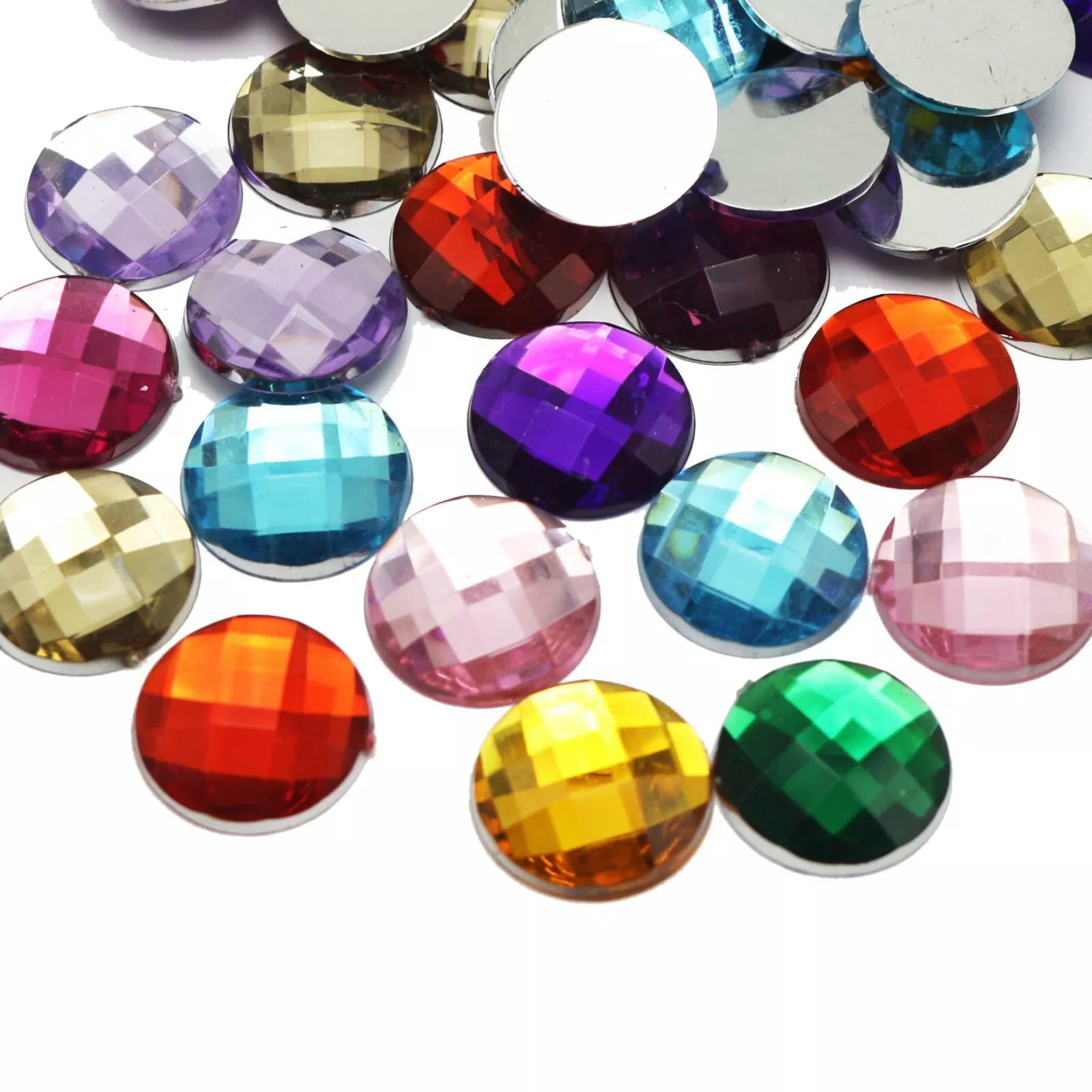 U8MO 100 Mixed Color Acrylic Flatback Faceted Round Rhinestone Gems ...