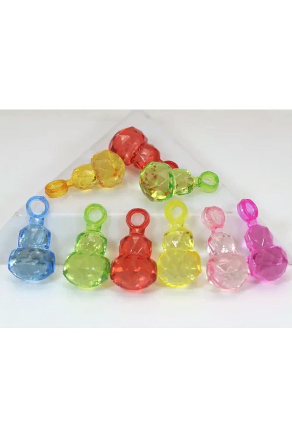 100 Mixed Color Transparent Acrylic Mini Various Fruit Charm Pendants Craft DIY-3# Gourd 20X10mm