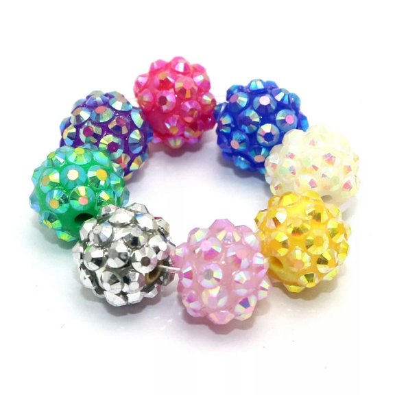 U8MO 100 Mixed Colour Acrylic Rhinestone DISCO Ball Beads 12mm for Shamballa Bracelet