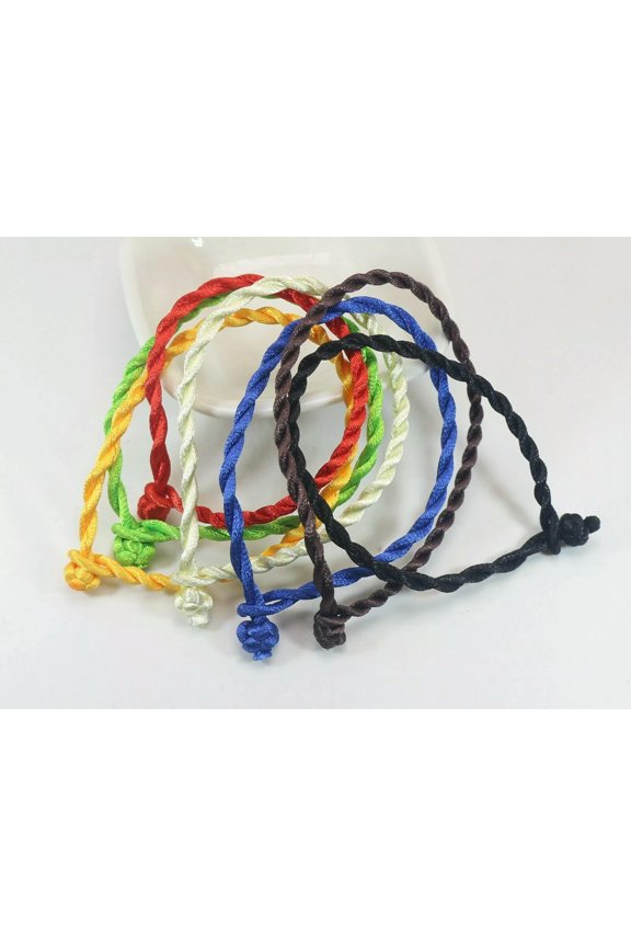 100 Mixed Colour Braided Lucky Royal Blue String Twisted Rope Bracelet 3mm Thick