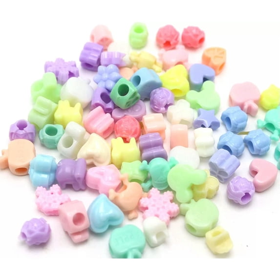 U8MO 100 Mixed Pastel Color Acrylic Assorted Heart Animal Shape Pony Beads kids Craft