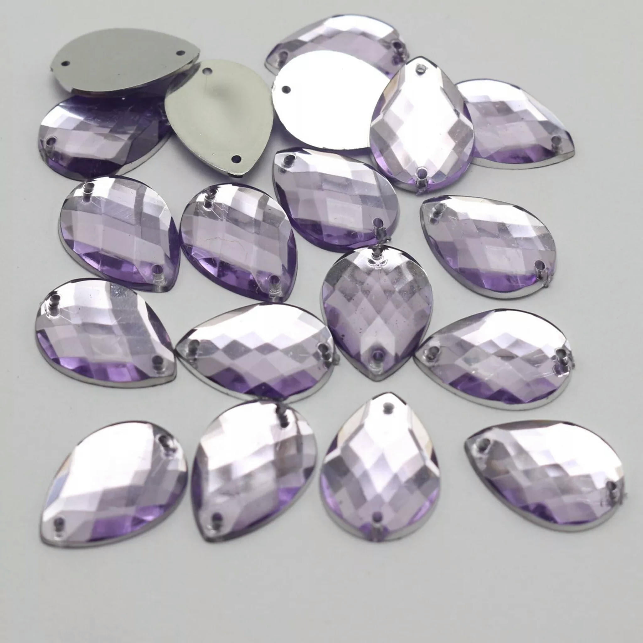 U8MO 100 Purple Flatback Acrylic Sewing Rhinestone TearDrop Sew on ...