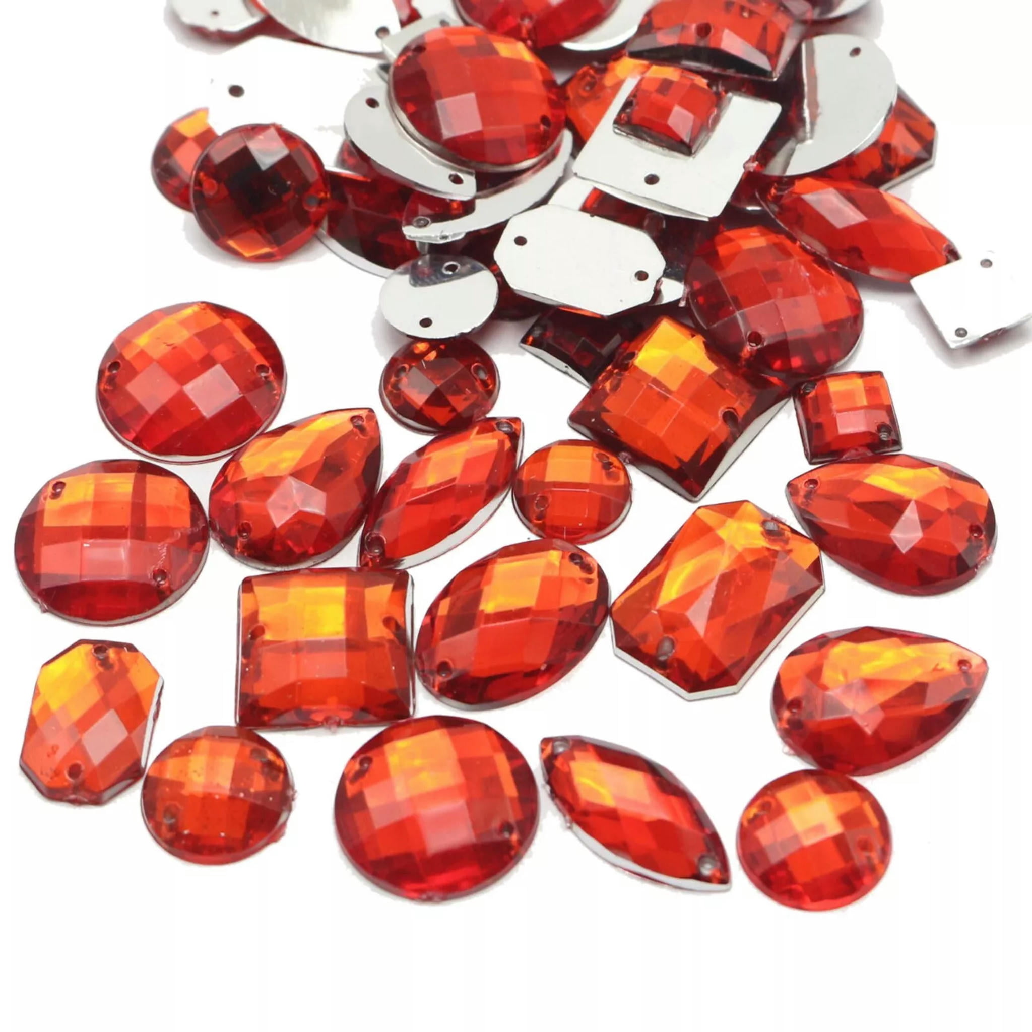 Rhinestone Red U8MO 100 Red Flatback Acrylic Sewing Rhinestone Assorted Shape Sew on ...