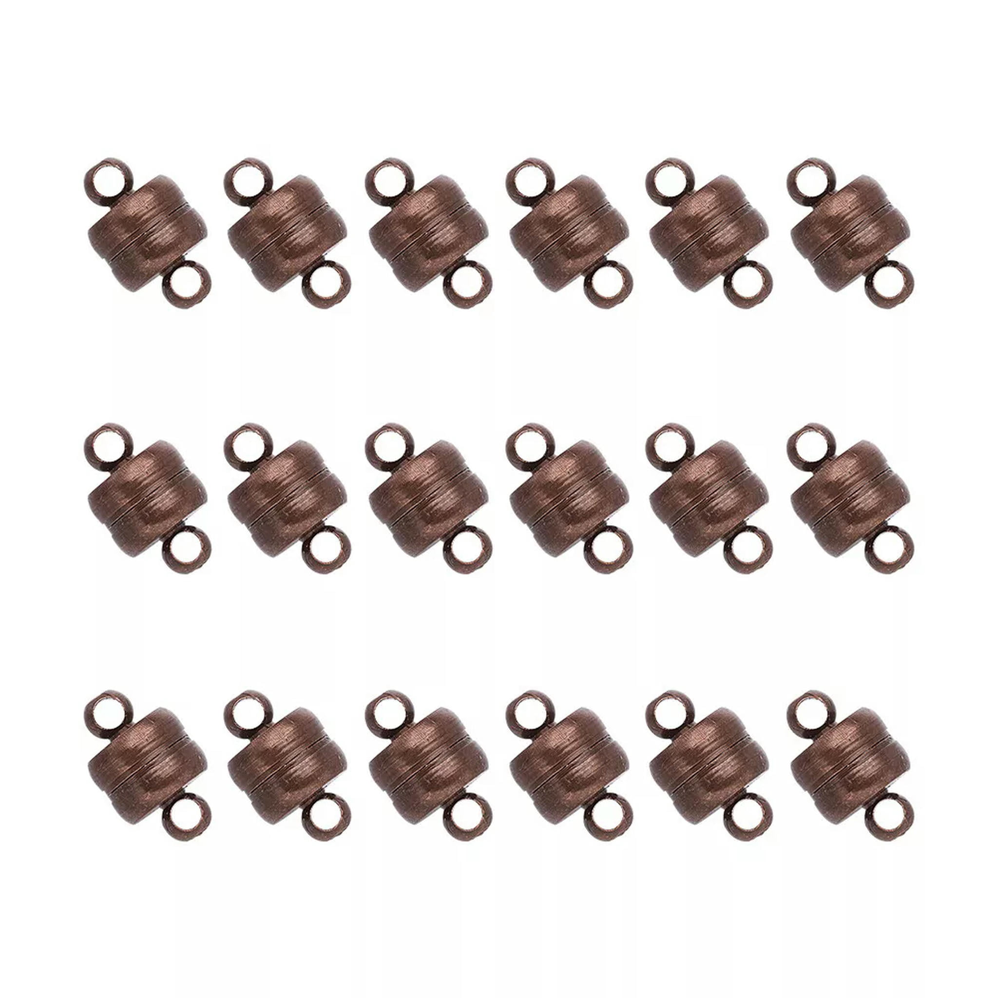 U8MO 100 Sets Red Copper Brass Magnetic Clasps Oval Smooth Mini Closure Findings 11mm